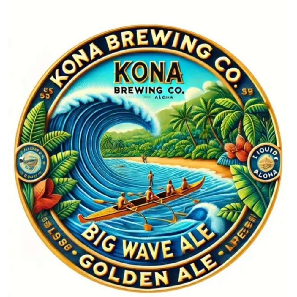 New Kona Brewing Co. Big Wave Ale Vintage Tin Beer Sign 8x8 Bar Man Cave Garage